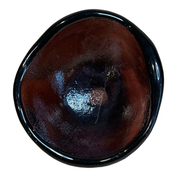 Dark Purple Thick Art Glass Bowl Candy Dish .25 in Thick 3" x 5.5" Grape Vintage - Picture 3 of 10